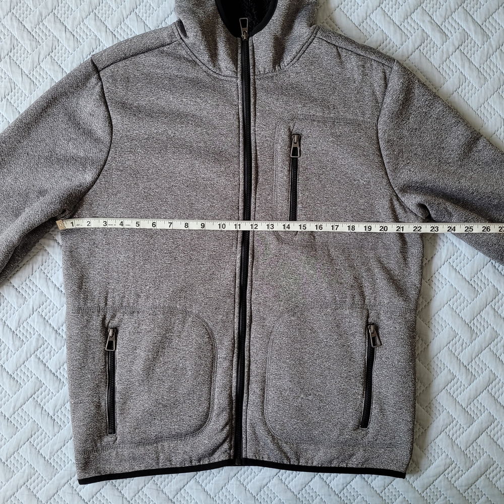U.S. Life Men's Heather Gray Sherpa-Fleece Lined Full-Zip Hoodie - Picture 5 of 11